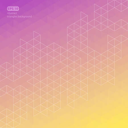Purple and yellow abstract triangle line background, illustration