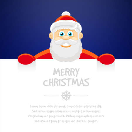 Happy Santa Claus over white blank. Merry Christmas, vector illustrationのイラスト素材
