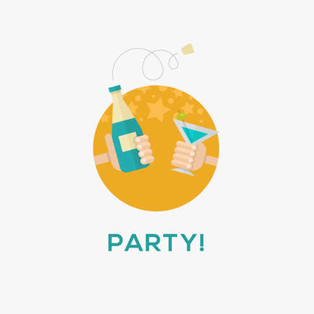 Party icon, flat design, vector illustrationのイラスト素材