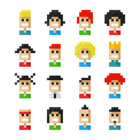 Pixel avatar iconsのイラスト素材