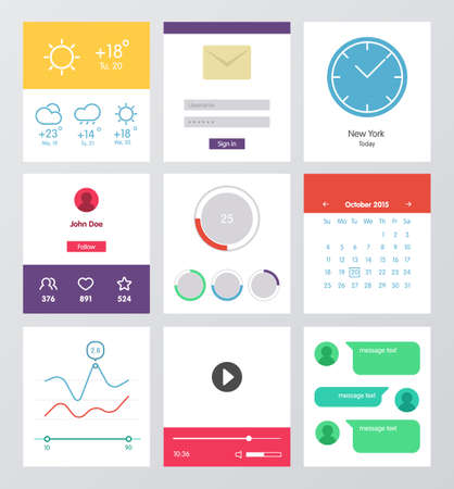 Set of flat design UI and UX elementsのイラスト素材