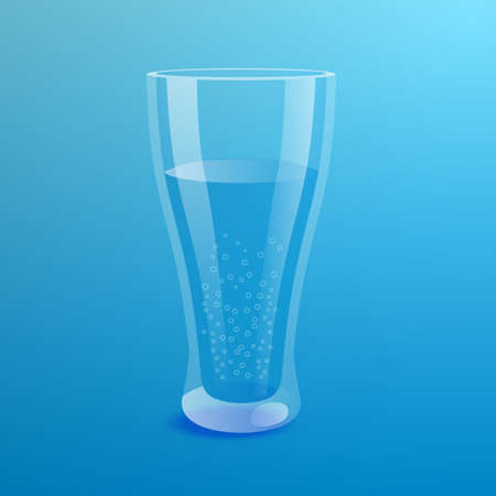 Glass of mineral water on blue のイラスト素材