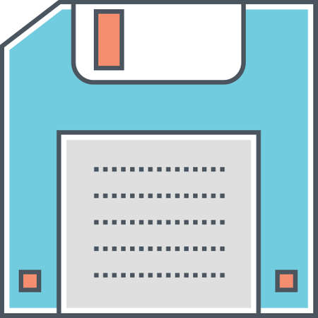 Vector flat icon illustration of a floppy disk disketteのイラスト素材
