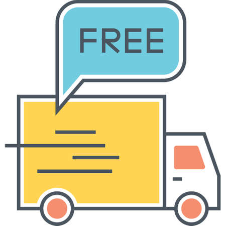 Flat vector icon of free delivery shipment truck illustrationのイラスト素材