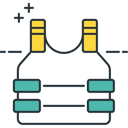 Line vector icon of bulletproof vest body armor illustrationのイラスト素材