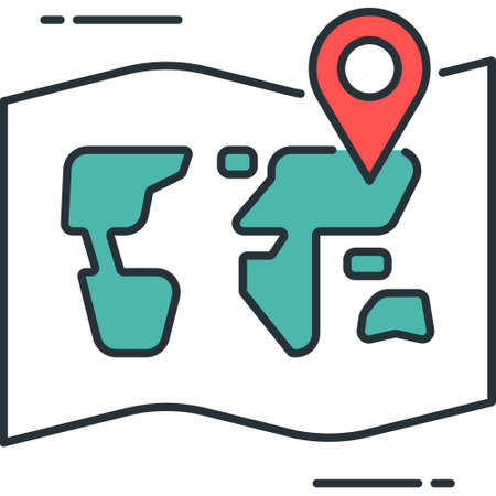 Line vector icon of map and location pin illustrationのイラスト素材