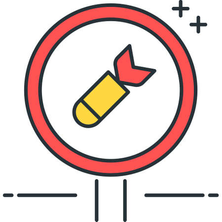 Line vector icon of red zone sign illustrationのイラスト素材