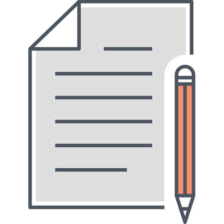 Flat vector icon of paper and pencil, write concept illustrationのイラスト素材