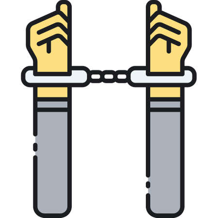 Line vector icon illustration of hands with handcuffs, fidelity bond conceptのイラスト素材