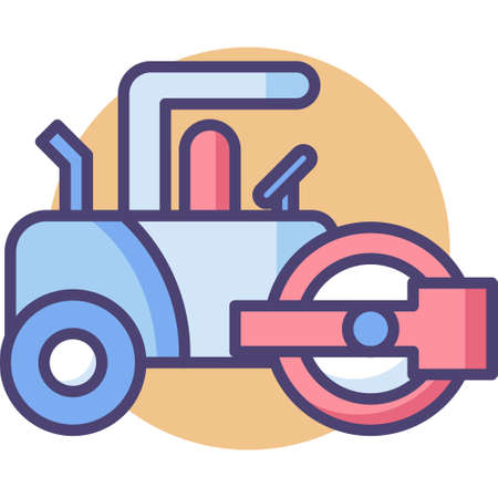 Vector outline icon illustration of asphalt paver road rollerのイラスト素材