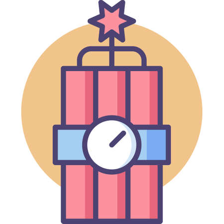 Line vector icon illustration of dynamite with timer