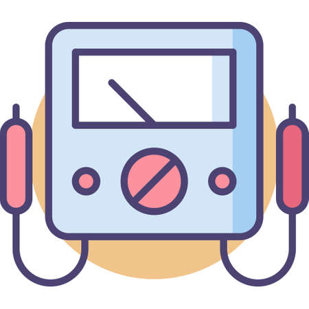 Vector outline icon illustration of voltmeter electricity measure