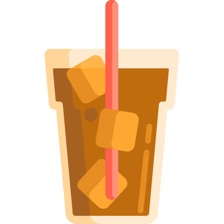 Vector flat icon illustration of iced tea in a glassのイラスト素材