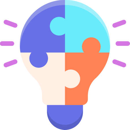 Flat vector icon of creative puzzle bulb illustration