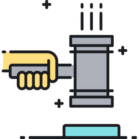 Outline vector icon of judge hammer gavel illustrationのイラスト素材