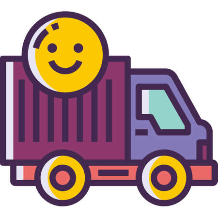 Outline vector icon illustration of willing to relocate by truck symbolのイラスト素材