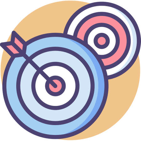 Line vector icon illustration of two targets and arrow, short term goals conceptのイラスト素材