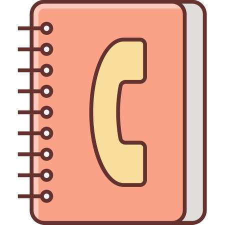 Vector flat icon illustration of spiral bound phone bookのイラスト素材
