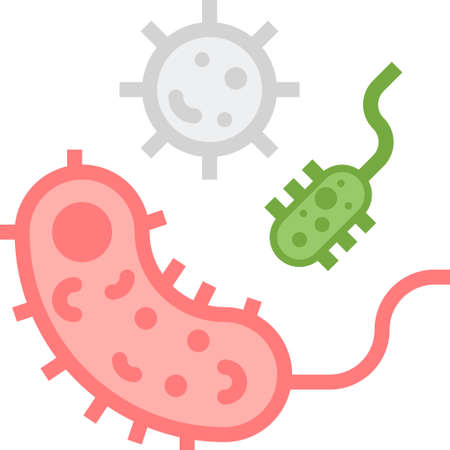 Flat vector icon illustration of bacteria, microbe, germ. Science, biology, microbiology concept.