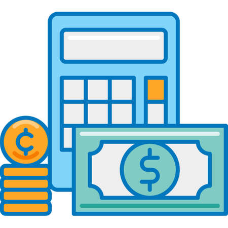 Flat vector icon illustration of calculator and money. Finance concept for story highlights cover.のイラスト素材