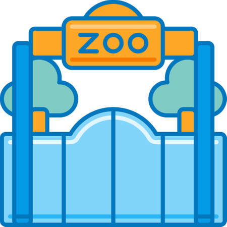 Vector flat icon illustration of zoo entrance for story highlights coverのイラスト素材