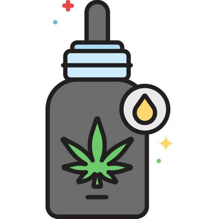 Flat vector icon illustration of CBD hemp oil dropper bottleのイラスト素材