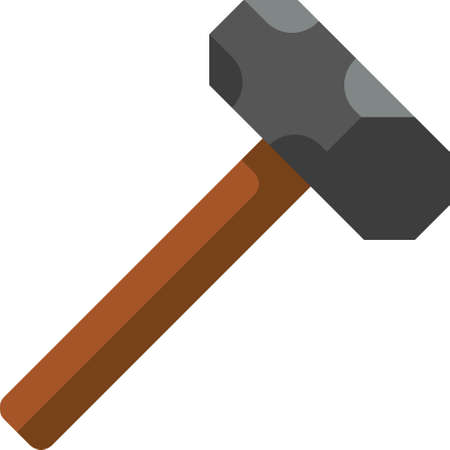 Flat vector icon illustration of a sledgehammer. Rage room tools of destruction concept.のイラスト素材