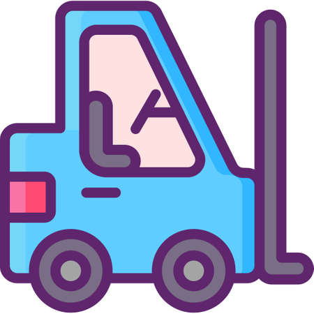Flat vector icon illustration of a forklift. Logistics and delivery concept.