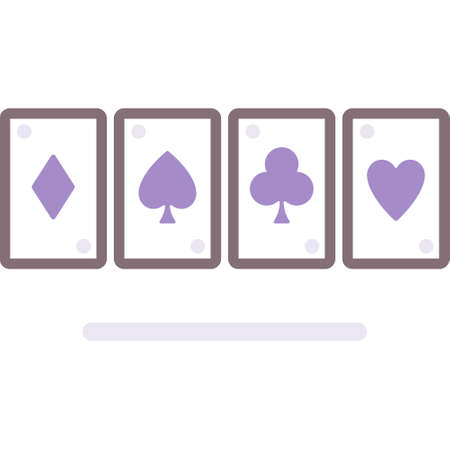 Flat vector icon illustration of poker card game. Diamond, spade, club, heart. Casino gambling concept.のイラスト素材