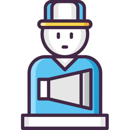 Vector flat icon illustration of film director with megaphone. Video production concept.のイラスト素材