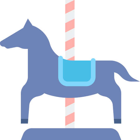 Flat vector icon illustration of theme park merry go round carousel with horseのイラスト素材