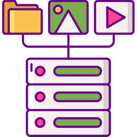 Vector flat icon illustration of structured data. Organization, management, storage format.のイラスト素材
