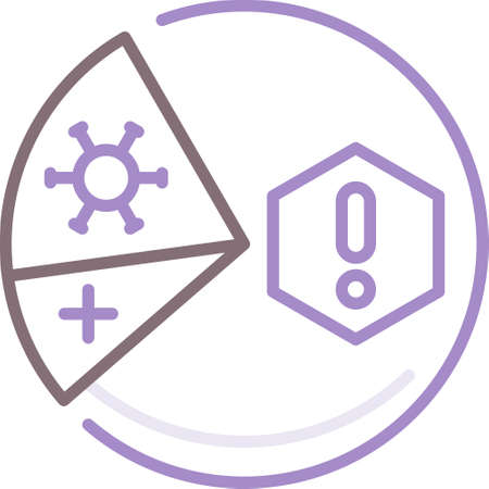 Vector flat icon illustration of demographic pie chart showing percentage of high risk disease infection.のイラスト素材