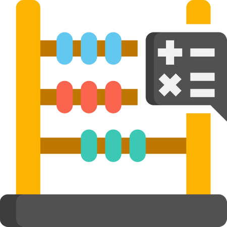 Flat  icon illustration of an abacus or counting frame. Calculation tools.のイラスト素材