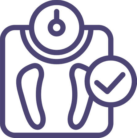 flat icon illustration of weight management. A weighing scale with check mark. Medical and healthcare concept.のイラスト素材