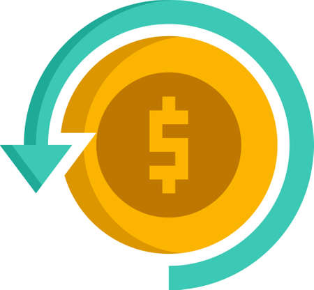 Vector flat icon illustration of chargeback. Return of money to a payer.のイラスト素材