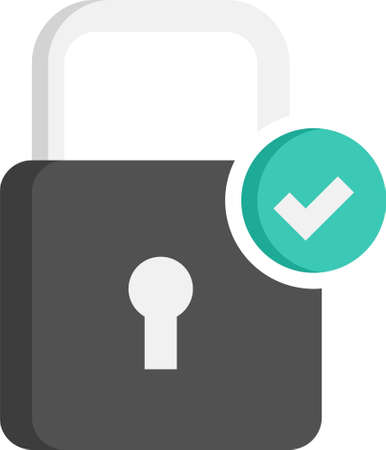 flat icon illustration of padlock symbol for secure fintech and internet banking.のイラスト素材