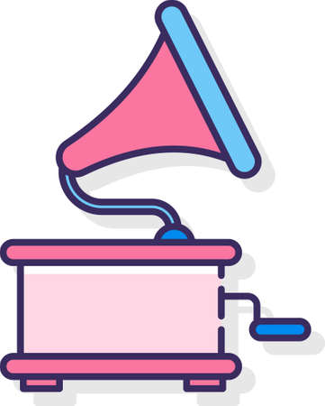 Flat vector icon illustration of a gramophone. Music and recording device.のイラスト素材