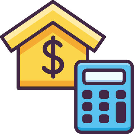 Flat vector icon illustration of home loan calculatorのイラスト素材