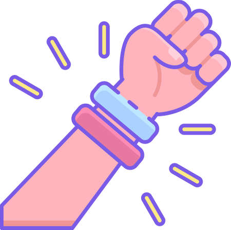 Vector line icon illustration of glow wristbands. EDM festival light show concept.のイラスト素材