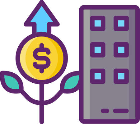 Line vector icon illustration of EGC emerging growth company. Crowdfunding concept.のイラスト素材