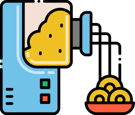 Line vector icon illustration of pasta maker with doughのイラスト素材