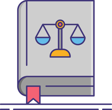 Line vector icon illustration of a book with justice scale sign. Code of conduct concept.のイラスト素材