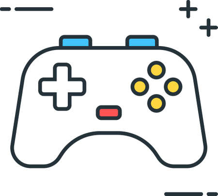 Line vector icon illustration of game controller joystick gamepad