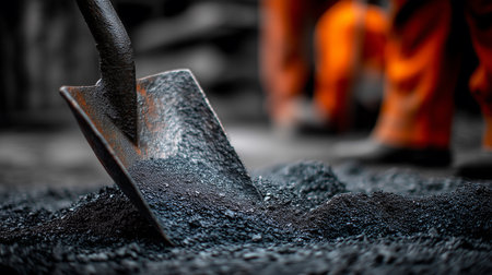 Coal mining in a coal mine. Selective focus. Toned.の素材