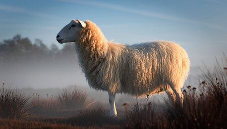 Colorful macaw parrot standing in the garden at sunset.の素材