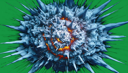 Fractal 3D illustration of explosion in space. Abstract backgroundの素材