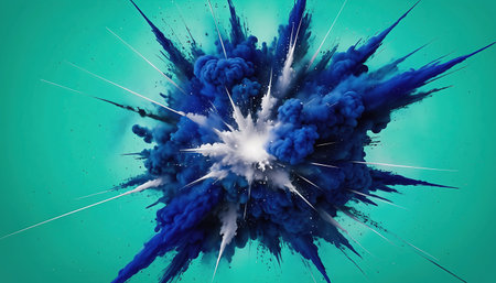 3d illustration of explosion with smoke in space. Abstract background.の素材