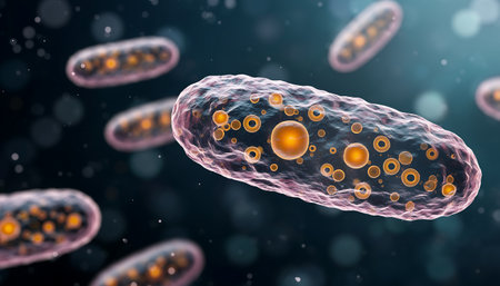 Detailed microscopic view of Legionella Pneumophila bacteria, highlighting its structure and potential health risks. Ideal for educational and medical contexts.の素材