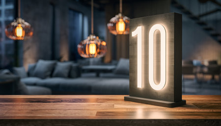 wooden table in cafe. 3d renderingの素材